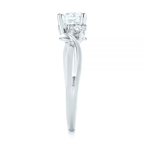 18k White Gold Three-stone Diamond Engagement Ring - Side View -  103100