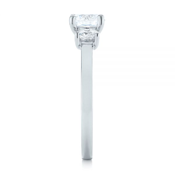 18k White Gold Three-stone Diamond Engagement Ring - Side View -  103898