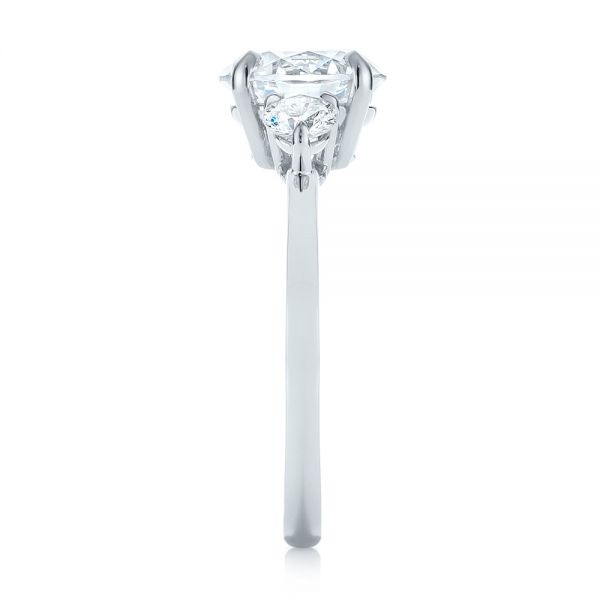 18k White Gold Three-stone Diamond Engagement Ring - Side View -  104169