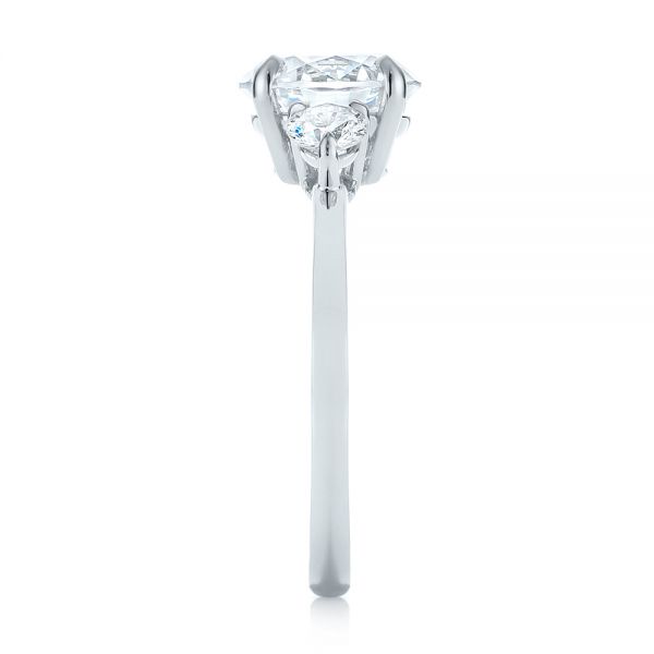18k White Gold Three-stone Diamond Engagement Ring - Side View - 104169