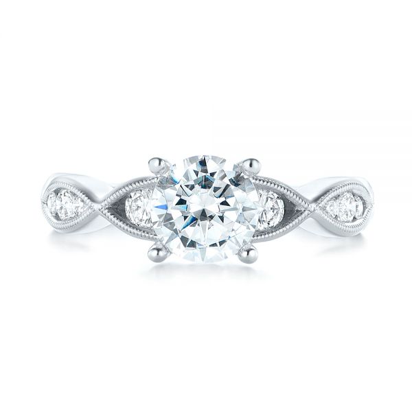  Platinum Platinum Three-stone Diamond Engagement Ring - Top View -  103064