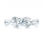 18k White Gold Three-stone Diamond Engagement Ring - Top View -  103100 - Thumbnail