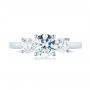 18k White Gold Three-stone Diamond Engagement Ring - Top View -  103898 - Thumbnail