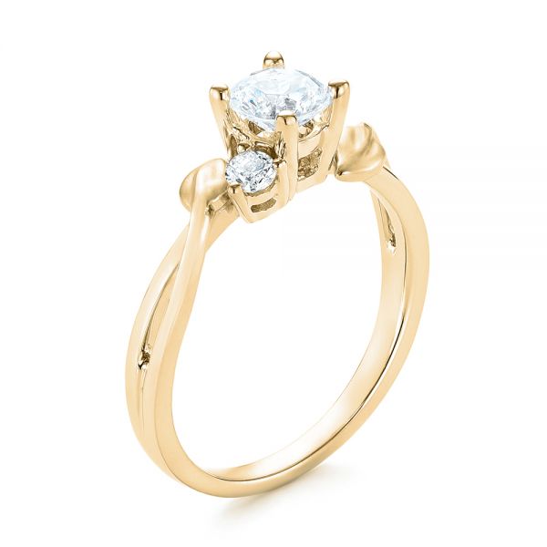 18k Yellow Gold 18k Yellow Gold Three-stone Diamond Engagement Ring - Three-Quarter View -  103100