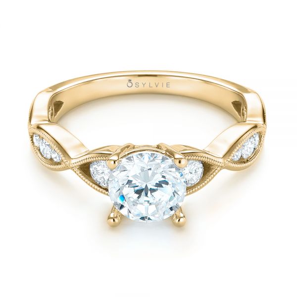 18k Yellow Gold 18k Yellow Gold Three-stone Diamond Engagement Ring - Flat View - 103064