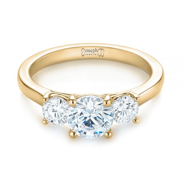 14k Yellow Gold 14k Yellow Gold Three-stone Diamond Engagement Ring - Flat View -  103898