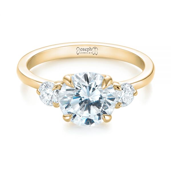 18k Yellow Gold 18k Yellow Gold Three-stone Diamond Engagement Ring - Flat View -  104169