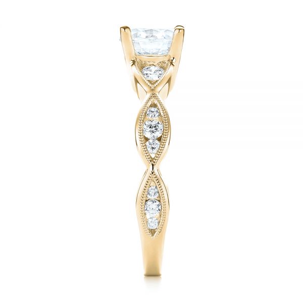 18k Yellow Gold 18k Yellow Gold Three-stone Diamond Engagement Ring - Side View - 103064