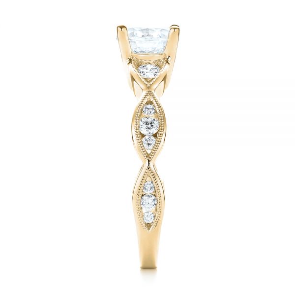 18k Yellow Gold 18k Yellow Gold Three-stone Diamond Engagement Ring - Side View -  103064