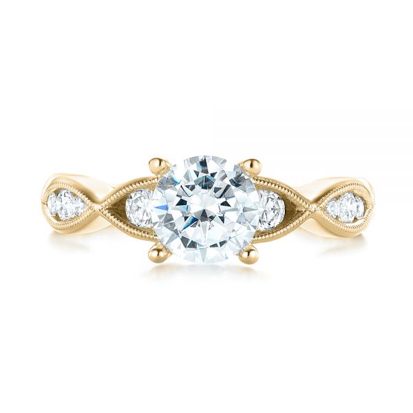 18k Yellow Gold 18k Yellow Gold Three-stone Diamond Engagement Ring - Top View - 103064
