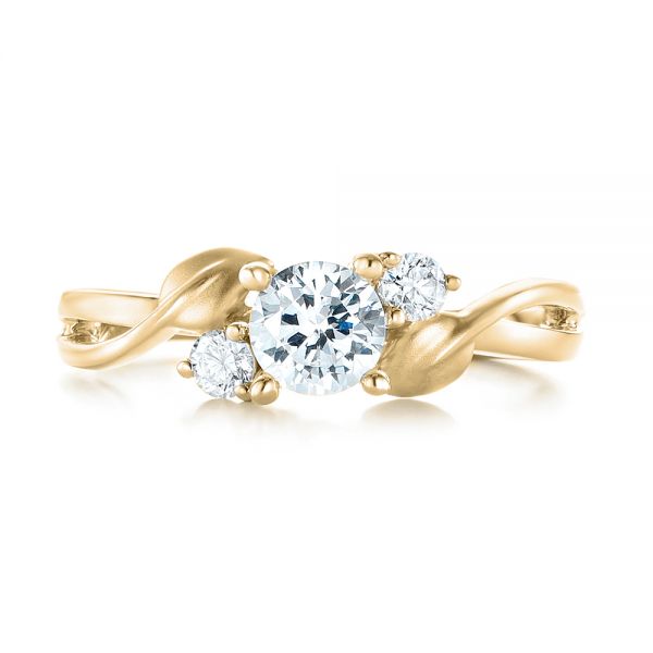 18k Yellow Gold 18k Yellow Gold Three-stone Diamond Engagement Ring - Top View -  103100