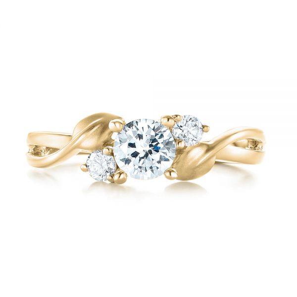 14k Yellow Gold 14k Yellow Gold Three-stone Diamond Engagement Ring - Top View - 103100