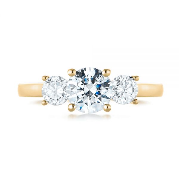 14k Yellow Gold 14k Yellow Gold Three-stone Diamond Engagement Ring - Top View - 103898