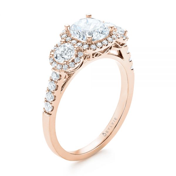 Round Cut Star Halo Diamond Engagement Ring 14kt Rose Gold (Setting Price) by with Clarity