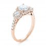 14k Rose Gold 14k Rose Gold Three-stone Halo Diamond Engagement Ring - Three-Quarter View -  103094 - Thumbnail