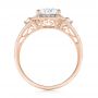 18k Rose Gold 18k Rose Gold Three-stone Halo Diamond Engagement Ring - Front View -  103051 - Thumbnail