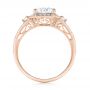 14k Rose Gold 14k Rose Gold Three-stone Halo Diamond Engagement Ring - Front View -  103051 - Thumbnail