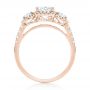 18k Rose Gold 18k Rose Gold Three-stone Halo Diamond Engagement Ring - Front View -  103094 - Thumbnail