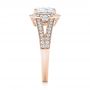 18k Rose Gold 18k Rose Gold Three-stone Halo Diamond Engagement Ring - Side View -  103051 - Thumbnail