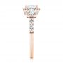 14k Rose Gold 14k Rose Gold Three-stone Halo Diamond Engagement Ring - Side View -  103094 - Thumbnail