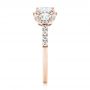 14k Rose Gold 14k Rose Gold Three-stone Halo Diamond Engagement Ring - Side View -  103094 - Thumbnail