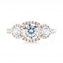 14k Rose Gold 14k Rose Gold Three-stone Halo Diamond Engagement Ring - Top View -  103094 - Thumbnail