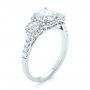18k White Gold Three-stone Halo Diamond Engagement Ring - Three-Quarter View -  103094 - Thumbnail