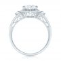 18k White Gold Three-stone Halo Diamond Engagement Ring - Front View -  103051 - Thumbnail