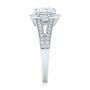 18k White Gold Three-stone Halo Diamond Engagement Ring - Side View -  103051 - Thumbnail