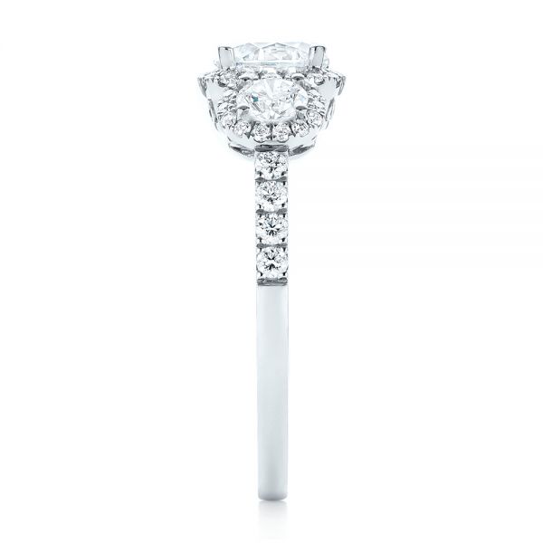  Platinum Platinum Three-stone Halo Diamond Engagement Ring - Side View -  103094