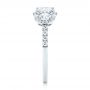 18k White Gold Three-stone Halo Diamond Engagement Ring - Side View -  103094 - Thumbnail