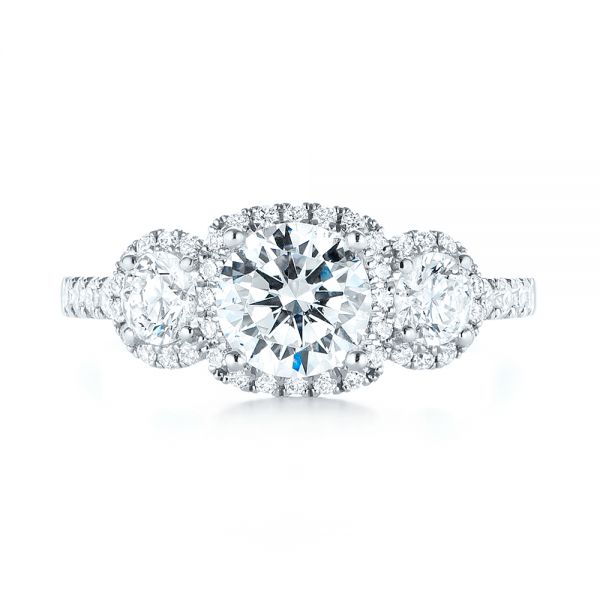  Platinum Platinum Three-stone Halo Diamond Engagement Ring - Top View -  103094