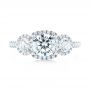18k White Gold Three-stone Halo Diamond Engagement Ring - Top View -  103094 - Thumbnail