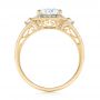 14k Yellow Gold 14k Yellow Gold Three-stone Halo Diamond Engagement Ring - Front View -  103051 - Thumbnail