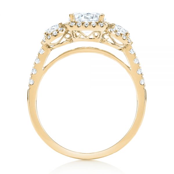 18k Yellow Gold 18k Yellow Gold Three-stone Halo Diamond Engagement Ring - Front View - 103094