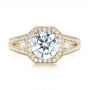 14k Yellow Gold 14k Yellow Gold Three-stone Halo Diamond Engagement Ring - Top View -  103051 - Thumbnail