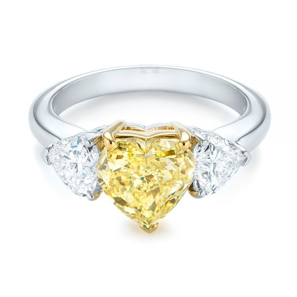 Three-stone Heart Diamond Engagement Ring - Flat View -  104139