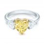 Three-stone Heart Diamond Engagement Ring - Flat View -  104139 - Thumbnail