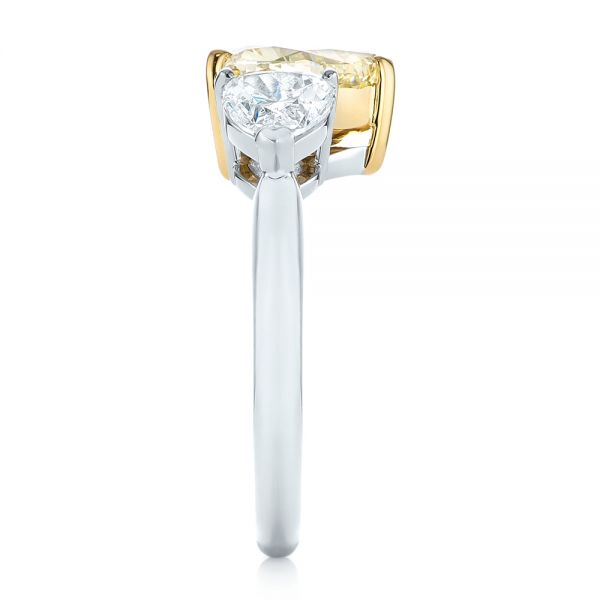 Three-stone Heart Diamond Engagement Ring - Side View -  104139