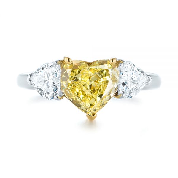 Three-stone Heart Diamond Engagement Ring - Top View -  104139