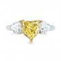 Three-stone Heart Diamond Engagement Ring - Top View -  104139 - Thumbnail