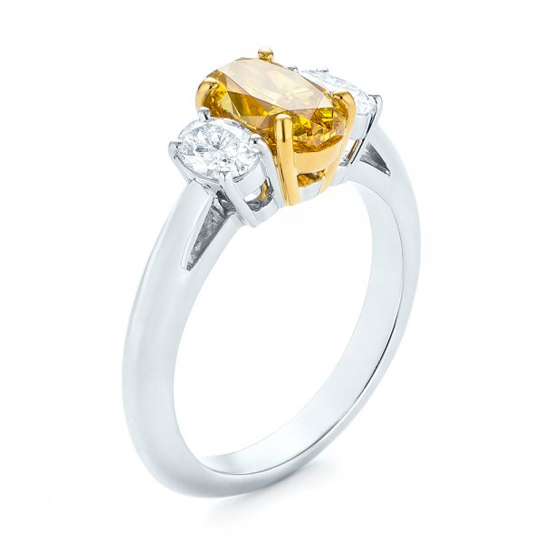 Three-stone Oval Diamond Engagement Ring - Three-Quarter View - 104138