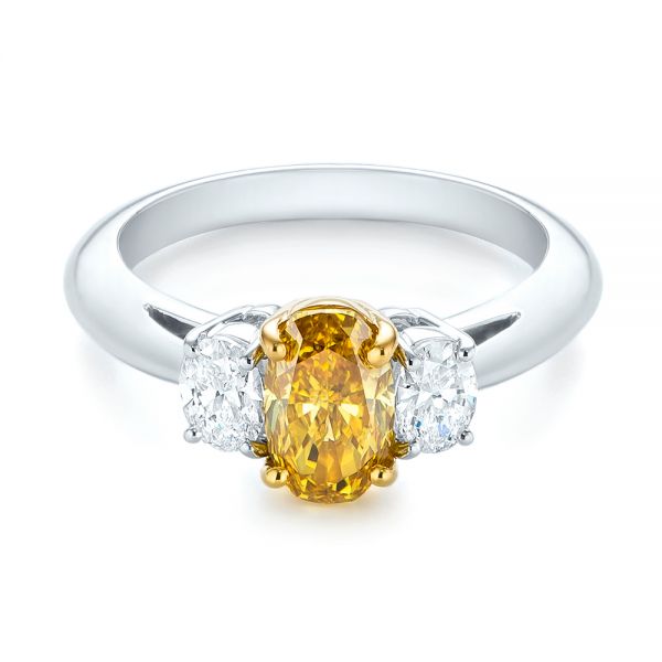 Three-stone Oval Diamond Engagement Ring - Flat View -  104138