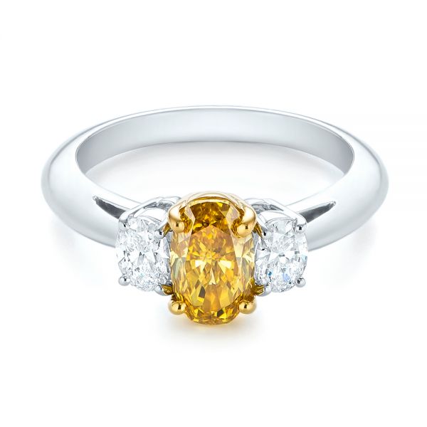 Three-stone Oval Diamond Engagement Ring - Flat View - 104138