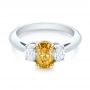 Three-stone Oval Diamond Engagement Ring - Flat View -  104138 - Thumbnail