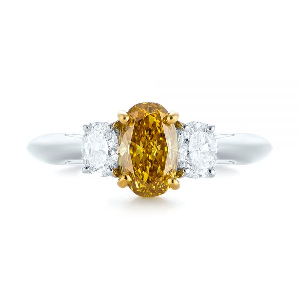 Three-stone Oval Diamond Engagement Ring - Top View - 104138