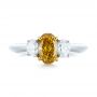 Three-stone Oval Diamond Engagement Ring - Top View -  104138 - Thumbnail
