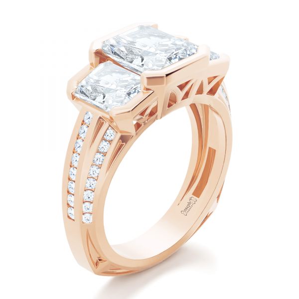 Three-stone Radiant Channel Set Engagement Ring - Image