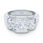 18k White Gold 18k White Gold Three-stone Radiant Channel Set Engagement Ring - Flat View -  107384 - Thumbnail