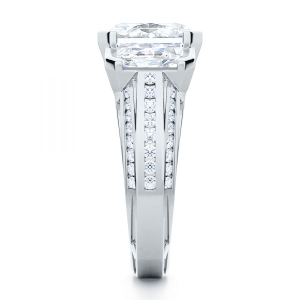 14k White Gold 14k White Gold Three-stone Radiant Channel Set Engagement Ring - Side View - 107384